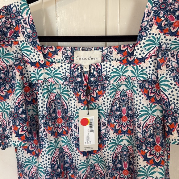 Cara Cara NYC Janie dress Palm Madallion Teal - Picture 2 of 4